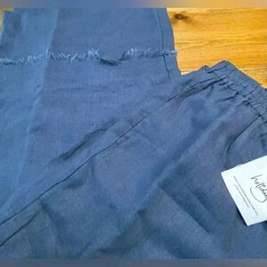 Holiday Designs | Luxury | Large Navy Blue Linen Pants | Wide Leg